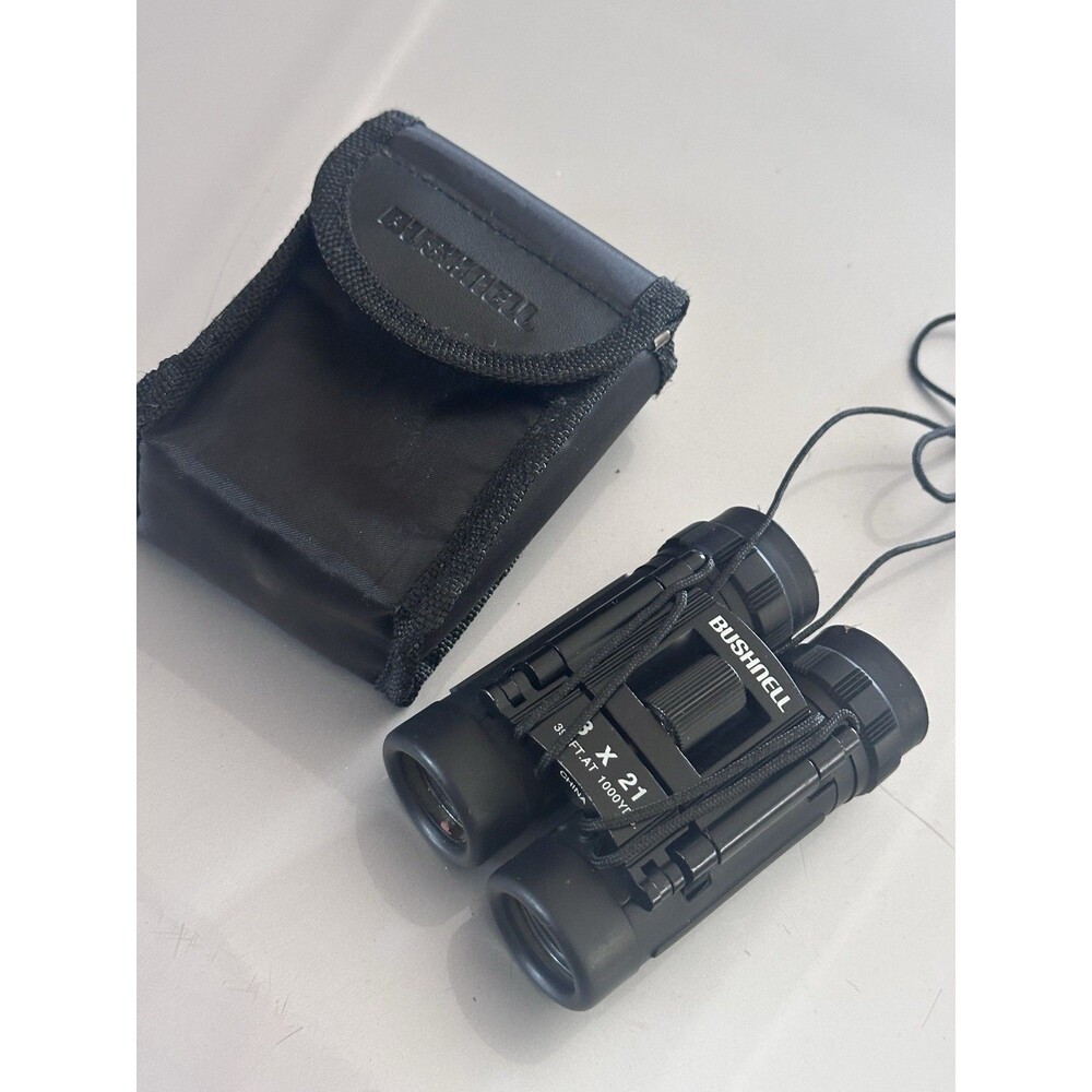 Bushnell 8x21 Compact Roof Prism Binoculars Black Coated Optics w/ Case